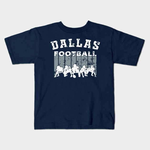 Dallas City Football Retro Cool Stripe Lineman Kids T-Shirt by FFFM